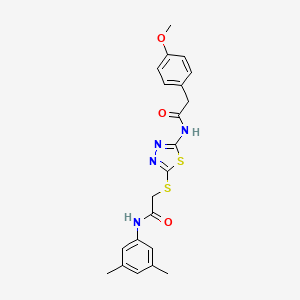 molecular formula C21H22N4O3S2 B6576509 N-(3,5-dimethylphenyl)-2-({5-[2-(4-methoxyphenyl)acetamido]-1,3,4-thiadiazol-2-yl}sulfanyl)acetamide CAS No. 392296-17-2