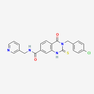 molecular formula C22H17ClN4O2S B6576550 3-[(4-chlorophenyl)methyl]-4-oxo-N-[(pyridin-3-yl)methyl]-2-sulfanylidene-1,2,3,4-tetrahydroquinazoline-7-carboxamide CAS No. 422529-39-3