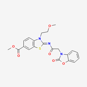 molecular formula C21H19N3O6S B6576556 methyl (2E)-3-(2-methoxyethyl)-2-{[2-(2-oxo-2,3-dihydro-1,3-benzoxazol-3-yl)acetyl]imino}-2,3-dihydro-1,3-benzothiazole-6-carboxylate CAS No. 1173547-82-4