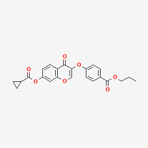 molecular formula C23H20O7 B6576565 propyl 4-{[7-(cyclopropanecarbonyloxy)-4-oxo-4H-chromen-3-yl]oxy}benzoate CAS No. 845987-51-1