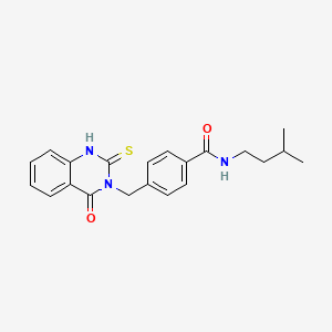 molecular formula C21H23N3O2S B6576575 N-(3-methylbutyl)-4-[(4-oxo-2-sulfanylidene-1,2,3,4-tetrahydroquinazolin-3-yl)methyl]benzamide CAS No. 422282-11-9