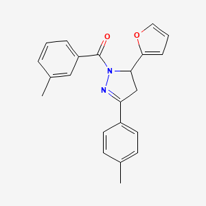 molecular formula C22H20N2O2 B6576597 5-(furan-2-yl)-1-(3-methylbenzoyl)-3-(4-methylphenyl)-4,5-dihydro-1H-pyrazole CAS No. 865615-98-1
