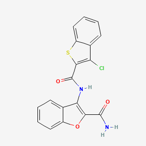 molecular formula C18H11ClN2O3S B6576621 3-(3-chloro-1-benzothiophene-2-amido)-1-benzofuran-2-carboxamide CAS No. 441291-44-7