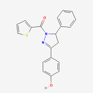 molecular formula C20H16N2O2S B6576664 4-[5-phenyl-1-(thiophene-2-carbonyl)-4,5-dihydro-1H-pyrazol-3-yl]phenol CAS No. 868146-46-7
