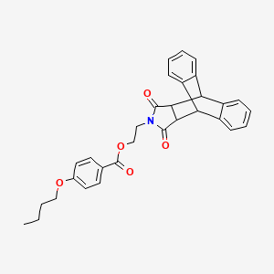 2-{16,18-dioxo-17-azapentacyclo[6.6.5.0^{2,7}.0^{9,14}.0^{15,19}]nonadeca-2,4,6,9(14),10,12-hexaen-17-yl}ethyl 4-butoxybenzoate
