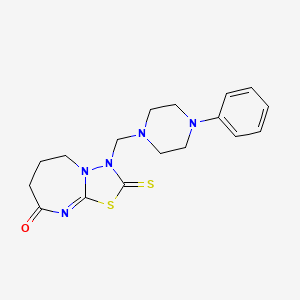 molecular formula C17H21N5OS2 B6576685 3-[(4-phenylpiperazin-1-yl)methyl]-2-sulfanylidene-2H,3H,5H,6H,7H,8H-[1,3,4]thiadiazolo[3,2-a][1,3]diazepin-8-one CAS No. 681273-07-4