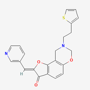 molecular formula C22H18N2O3S B6576704 (4Z)-4-[(pyridin-3-yl)methylidene]-12-[2-(thiophen-2-yl)ethyl]-3,10-dioxa-12-azatricyclo[7.4.0.0^{2,6}]trideca-1,6,8-trien-5-one CAS No. 929493-89-0