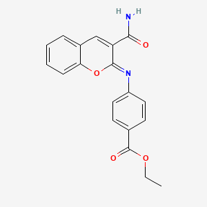 molecular formula C19H16N2O4 B6576706 ethyl 4-{[(2Z)-3-carbamoyl-2H-chromen-2-ylidene]amino}benzoate CAS No. 1321667-12-2