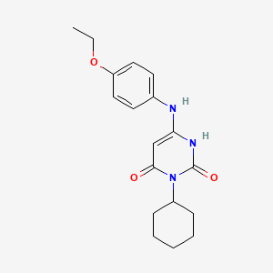 molecular formula C18H23N3O3 B6576746 3-cyclohexyl-6-[(4-ethoxyphenyl)amino]-1,2,3,4-tetrahydropyrimidine-2,4-dione CAS No. 863588-19-6