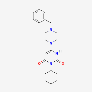 molecular formula C21H28N4O2 B6576752 6-(4-benzylpiperazin-1-yl)-3-cyclohexyl-1,2,3,4-tetrahydropyrimidine-2,4-dione CAS No. 863588-24-3