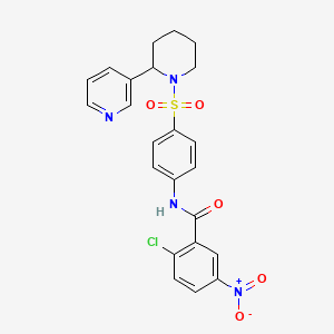 molecular formula C23H21ClN4O5S B6576776 2-chloro-5-nitro-N-(4-{[2-(pyridin-3-yl)piperidin-1-yl]sulfonyl}phenyl)benzamide CAS No. 393834-75-8