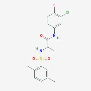 molecular formula C17H18ClFN2O3S B6576782 N-(3-chloro-4-fluorophenyl)-2-(2,5-dimethylbenzenesulfonamido)propanamide CAS No. 1008063-81-7