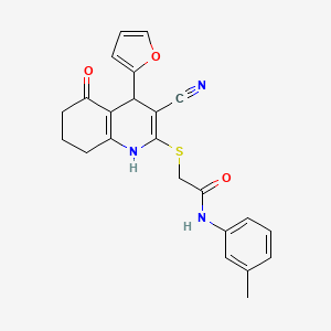 molecular formula C23H21N3O3S B6576788 2-{[3-cyano-4-(furan-2-yl)-5-oxo-1,4,5,6,7,8-hexahydroquinolin-2-yl]sulfanyl}-N-(3-methylphenyl)acetamide CAS No. 369395-75-5
