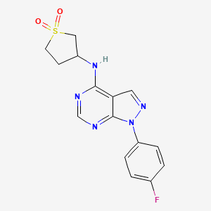 molecular formula C15H14FN5O2S B6576844 3-{[1-(4-fluorophenyl)-1H-pyrazolo[3,4-d]pyrimidin-4-yl]amino}-1lambda6-thiolane-1,1-dione CAS No. 1105234-01-2
