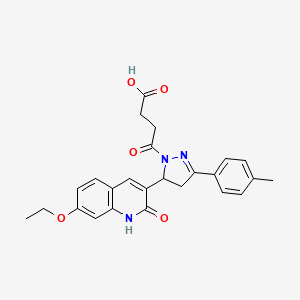 molecular formula C25H25N3O5 B6576859 4-[5-(7-ethoxy-2-oxo-1,2-dihydroquinolin-3-yl)-3-(4-methylphenyl)-4,5-dihydro-1H-pyrazol-1-yl]-4-oxobutanoic acid CAS No. 361479-85-8