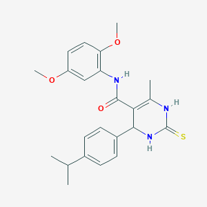 molecular formula C23H27N3O3S B6576888 N-(2,5-dimethoxyphenyl)-6-methyl-4-[4-(propan-2-yl)phenyl]-2-sulfanylidene-1,2,3,4-tetrahydropyrimidine-5-carboxamide CAS No. 440091-39-4