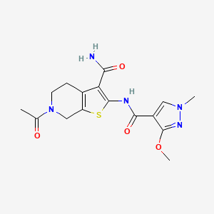 N-{6-acetyl-3-carbamoyl-4H,5H,6H,7H-thieno[2,3-c]pyridin-2-yl}-3-methoxy-1-methyl-1H-pyrazole-4-carboxamide