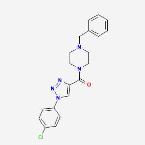 molecular formula C20H20ClN5O B6576916 1-benzyl-4-[1-(4-chlorophenyl)-1H-1,2,3-triazole-4-carbonyl]piperazine CAS No. 1206992-39-3