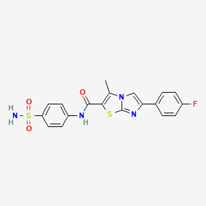 molecular formula C19H15FN4O3S2 B6576929 6-(4-fluorophenyl)-3-methyl-N-(4-sulfamoylphenyl)imidazo[2,1-b][1,3]thiazole-2-carboxamide CAS No. 1172105-22-4