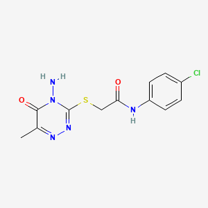 molecular formula C12H12ClN5O2S B6576945 2-[(4-amino-6-methyl-5-oxo-4,5-dihydro-1,2,4-triazin-3-yl)sulfanyl]-N-(4-chlorophenyl)acetamide CAS No. 540772-30-3