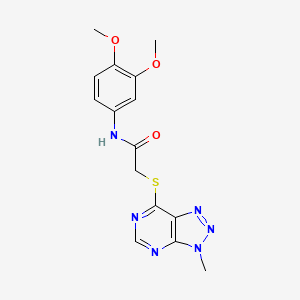 molecular formula C15H16N6O3S B6576985 N-(3,4-dimethoxyphenyl)-2-({3-methyl-3H-[1,2,3]triazolo[4,5-d]pyrimidin-7-yl}sulfanyl)acetamide CAS No. 1060185-71-8