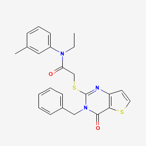 molecular formula C24H23N3O2S2 B6576997 2-({3-benzyl-4-oxo-3H,4H-thieno[3,2-d]pyrimidin-2-yl}sulfanyl)-N-ethyl-N-(3-methylphenyl)acetamide CAS No. 451468-45-4