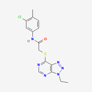 molecular formula C15H15ClN6OS B6577005 N-(3-chloro-4-methylphenyl)-2-({3-ethyl-3H-[1,2,3]triazolo[4,5-d]pyrimidin-7-yl}sulfanyl)acetamide CAS No. 1058496-18-6