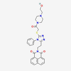 3-{2-[5-({2-[4-(2-hydroxyethyl)piperazin-1-yl]-2-oxoethyl}sulfanyl)-4-phenyl-4H-1,2,4-triazol-3-yl]ethyl}-3-azatricyclo[7.3.1.0^{5,13}]trideca-1(12),5,7,9(13),10-pentaene-2,4-dione