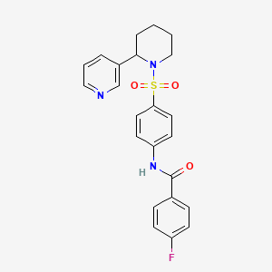 molecular formula C23H22FN3O3S B6577020 4-fluoro-N-(4-{[2-(pyridin-3-yl)piperidin-1-yl]sulfonyl}phenyl)benzamide CAS No. 393834-54-3
