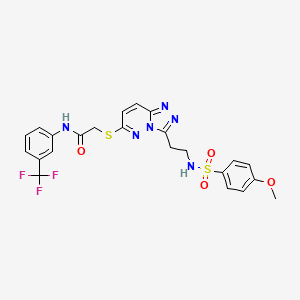 molecular formula C23H21F3N6O4S2 B6577077 2-({3-[2-(4-methoxybenzenesulfonamido)ethyl]-[1,2,4]triazolo[4,3-b]pyridazin-6-yl}sulfanyl)-N-[3-(trifluoromethyl)phenyl]acetamide CAS No. 873001-90-2