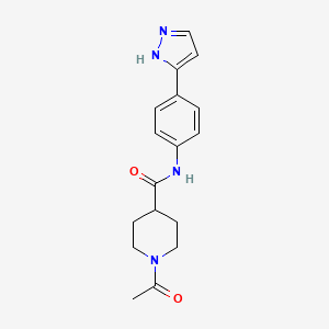 1-acetyl-N-[4-(1H-pyrazol-3-yl)phenyl]piperidine-4-carboxamide