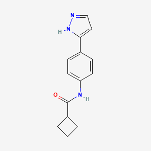 molecular formula C14H15N3O B6577102 N-[4-(1H-pyrazol-3-yl)phenyl]cyclobutanecarboxamide CAS No. 1197979-54-6