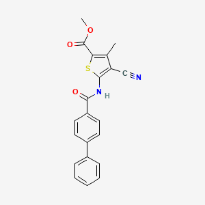 molecular formula C21H16N2O3S B6577227 methyl 5-{[1,1'-biphenyl]-4-amido}-4-cyano-3-methylthiophene-2-carboxylate CAS No. 461403-76-9