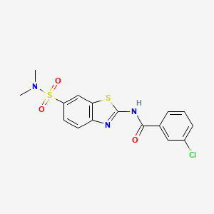 molecular formula C16H14ClN3O3S2 B6577242 3-chloro-N-[6-(dimethylsulfamoyl)-1,3-benzothiazol-2-yl]benzamide CAS No. 923258-66-6