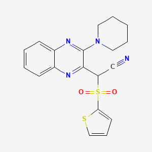 molecular formula C19H18N4O2S2 B6577262 2-[3-(piperidin-1-yl)quinoxalin-2-yl]-2-(thiophene-2-sulfonyl)acetonitrile CAS No. 847376-49-2