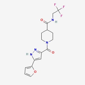 1-[3-(furan-2-yl)-1H-pyrazole-5-carbonyl]-N-(2,2,2-trifluoroethyl)piperidine-4-carboxamide
