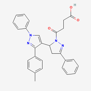 molecular formula C29H26N4O3 B6577301 4-[3'-(4-methylphenyl)-1',5-diphenyl-3,4-dihydro-1'H,2H-[3,4'-bipyrazole]-2-yl]-4-oxobutanoic acid CAS No. 397278-03-4