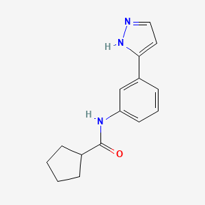molecular formula C15H17N3O B6577302 N-[3-(1H-pyrazol-3-yl)phenyl]cyclopentanecarboxamide CAS No. 1207029-04-6