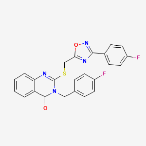 molecular formula C24H16F2N4O2S B6577305 2-({[3-(4-fluorophenyl)-1,2,4-oxadiazol-5-yl]methyl}sulfanyl)-3-[(4-fluorophenyl)methyl]-3,4-dihydroquinazolin-4-one CAS No. 2034368-43-7