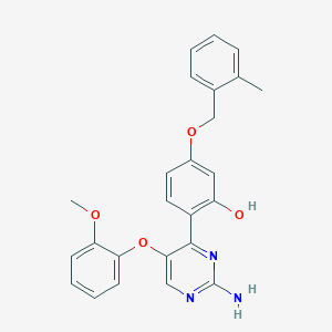 molecular formula C25H23N3O4 B6577330 2-[2-amino-5-(2-methoxyphenoxy)pyrimidin-4-yl]-5-[(2-methylphenyl)methoxy]phenol CAS No. 877779-91-4