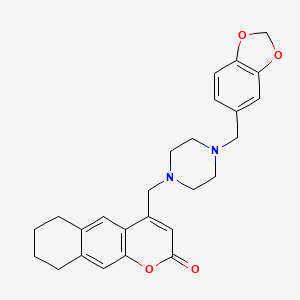 molecular formula C26H28N2O4 B6577344 4-({4-[(2H-1,3-benzodioxol-5-yl)methyl]piperazin-1-yl}methyl)-2H,6H,7H,8H,9H-cyclohexa[g]chromen-2-one CAS No. 862246-53-5