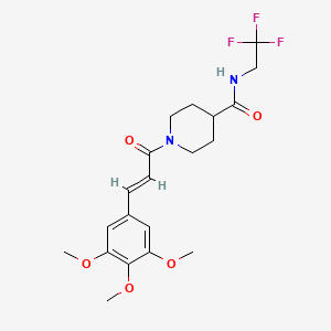 molecular formula C20H25F3N2O5 B6577376 N-(2,2,2-trifluoroethyl)-1-[(2E)-3-(3,4,5-trimethoxyphenyl)prop-2-enoyl]piperidine-4-carboxamide CAS No. 1181482-70-1