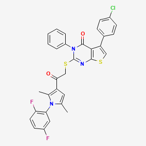 molecular formula C32H22ClF2N3O2S2 B6577386 5-(4-chlorophenyl)-2-({2-[1-(2,5-difluorophenyl)-2,5-dimethyl-1H-pyrrol-3-yl]-2-oxoethyl}sulfanyl)-3-phenyl-3H,4H-thieno[2,3-d]pyrimidin-4-one CAS No. 671200-64-9