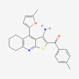 molecular formula C24H22N2O2S B6577393 2-(4-methylbenzoyl)-4-(5-methylfuran-2-yl)-5H,6H,7H,8H-thieno[2,3-b]quinolin-3-amine CAS No. 361153-99-3