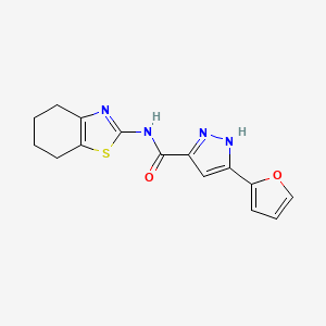 molecular formula C15H14N4O2S B6577404 5-(furan-2-yl)-N-(4,5,6,7-tetrahydro-1,3-benzothiazol-2-yl)-1H-pyrazole-3-carboxamide CAS No. 1240217-93-9