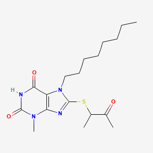 3-methyl-7-octyl-8-[(3-oxobutan-2-yl)sulfanyl]-2,3,6,7-tetrahydro-1H-purine-2,6-dione