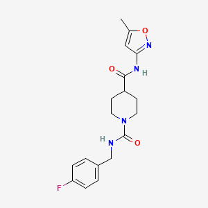 molecular formula C18H21FN4O3 B6577487 N1-[(4-fluorophenyl)methyl]-N4-(5-methyl-1,2-oxazol-3-yl)piperidine-1,4-dicarboxamide CAS No. 1251684-74-8