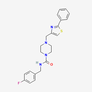 molecular formula C22H23FN4OS B6577488 N-[(4-fluorophenyl)methyl]-4-[(2-phenyl-1,3-thiazol-4-yl)methyl]piperazine-1-carboxamide CAS No. 1203424-48-9