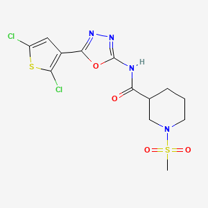 N-[5-(2,5-dichlorothiophen-3-yl)-1,3,4-oxadiazol-2-yl]-1-methanesulfonylpiperidine-3-carboxamide