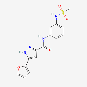 molecular formula C15H14N4O4S B6577547 5-(furan-2-yl)-N-(3-methanesulfonamidophenyl)-1H-pyrazole-3-carboxamide CAS No. 1239514-24-9